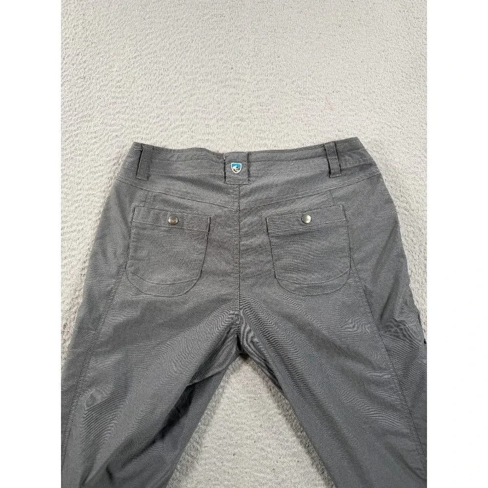 Kuhl Trekr Pants Womens 8 Gray Logo Nylon Mid Rise Straight Leg Hiking Camping